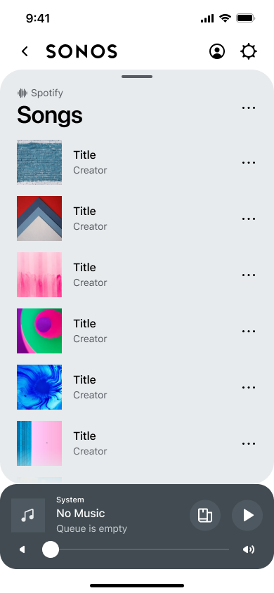 Small-sized images on **Artist List View** screen